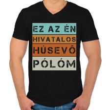 PRINTFASHION Hivatalos húsevő póló - Férfi V-nyakú póló - Fekete férfi póló