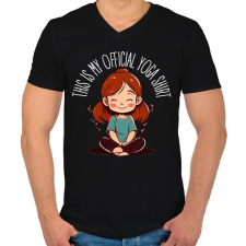 PRINTFASHION Hivatalos yoga póló - Férfi V-nyakú póló - Fekete férfi pulóver, kardigán
