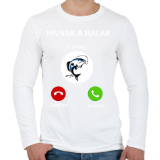 PRINTFASHION HÍVNAK A HALAK - Férfi hosszú ujjú póló - Fehér férfi póló