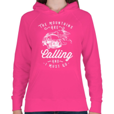 PRINTFASHION Hívnak a hegyek  - Női kapucnis pulóver - Fukszia női pulóver, kardigán