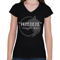 PRINTFASHION HMM - Geralt - Női V-nyakú póló - Fekete