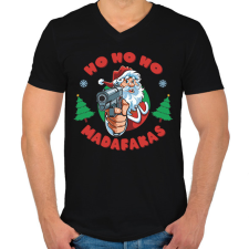 PRINTFASHION Ho ho ho madafakas - Férfi V-nyakú póló - Fekete férfi póló
