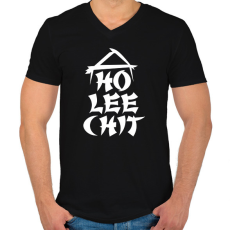 PRINTFASHION Ho-lee-chit - Férfi V-nyakú póló - Fekete