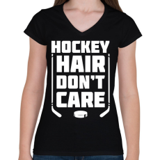 PRINTFASHION Hockey hair - Női V-nyakú póló - Fekete