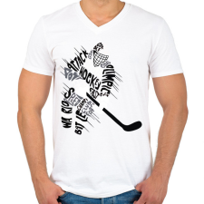 PRINTFASHION Hockey player - Férfi V-nyakú póló - Fehér férfi póló
