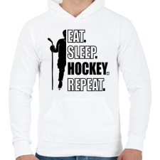 PRINTFASHION Hockey, repeat - Férfi kapucnis pulóver - Fehér férfi pulóver, kardigán