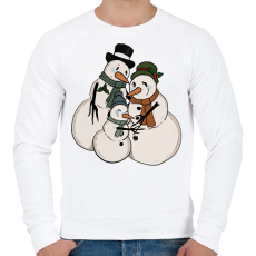 PRINTFASHION Hóember család - Férfi pulóver - Fehér