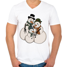 PRINTFASHION Hóember család - Férfi V-nyakú póló - Fehér férfi póló