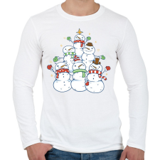 PRINTFASHION Hóember karácsonyfa - Férfi hosszú ujjú póló - Fehér férfi póló