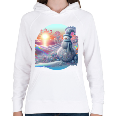 PRINTFASHION Hóember - Női kapucnis pulóver - Fehér