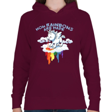 PRINTFASHION Hogyan készül a szivárvány - Női kapucnis pulóver - Bordó női pulóver, kardigán