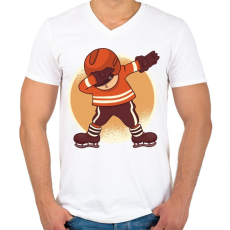 PRINTFASHION Hokis dab - Férfi V-nyakú póló - Fehér