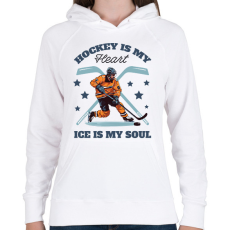 PRINTFASHION Hokista szív - Női kapucnis pulóver - Fehér