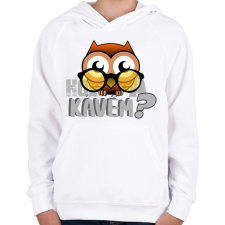 PRINTFASHION hol a kávém owl 1 - Gyerek kapucnis pulóver - Fehér gyerek pulóver, kardigán