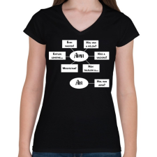 PRINTFASHION Hol van anya? - Fehér - Női V-nyakú póló - Fekete női póló