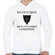 PRINTFASHION Hol volt Gondor? (sárkány) - Férfi kapucnis pulóver - Fehér