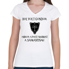 PRINTFASHION Hol volt Gondor? (sárkány) - Női V-nyakú póló - Fehér