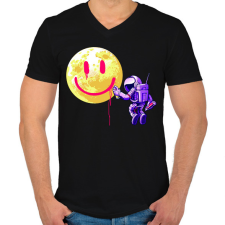 PRINTFASHION Hold smile - Férfi V-nyakú póló - Fekete férfi póló