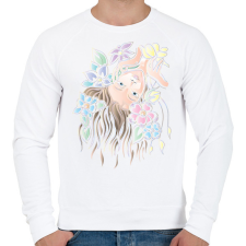 PRINTFASHION Hölgy virágokkal - Férfi pulóver - Fehér férfi pulóver, kardigán