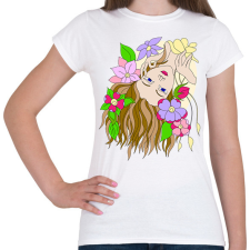 PRINTFASHION Hölgy virágokkal - Női póló - Fehér női póló