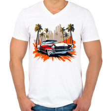 PRINTFASHION Holiday - Férfi V-nyakú póló - Fehér férfi póló