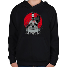 PRINTFASHION Holló és koponya - Gyerek kapucnis pulóver - Fekete gyerek pulóver, kardigán