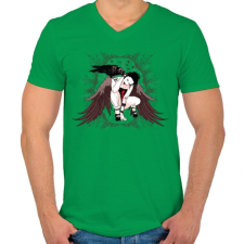 PRINTFASHION Holló lány - Férfi V-nyakú póló - Zöld férfi póló