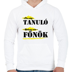 PRINTFASHION Holnap már főnök - Férfi kapucnis pulóver - Fehér