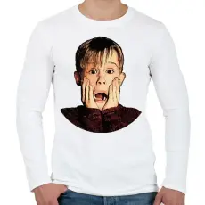 PRINTFASHION Home Alone - Férfi hosszú ujjú póló - Fehér
