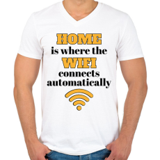 PRINTFASHION Home is where - Férfi V-nyakú póló - Fehér