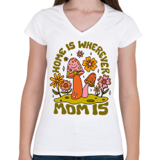 PRINTFASHION Home - Mom - Női V-nyakú póló - Fehér