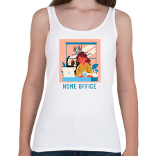 PRINTFASHION HOMEOFFICECAT - Női atléta - Fehér női trikó