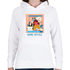 PRINTFASHION HOMEOFFICECAT - Női kapucnis pulóver - Fehér női pulóver, kardigán