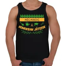 PRINTFASHION Homokban játszok - Kertész - Férfi atléta - Fekete atléta, trikó