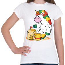 PRINTFASHION Homokozó unikornis - Női póló - Fehér női póló