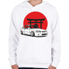 PRINTFASHION Honda civic - Gyerek kapucnis pulóver - Fehér