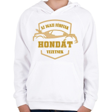 PRINTFASHION Honda sofőr - Gyerek kapucnis pulóver - Fehér gyerek pulóver, kardigán