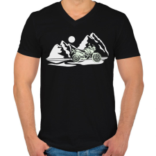 PRINTFASHION honda transalp hegyekben - Férfi V-nyakú póló - Fekete férfi póló