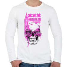PRINTFASHION Hooligan Pink Skull - Férfi hosszú ujjú póló - Fehér férfi póló