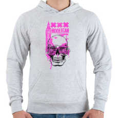 PRINTFASHION Hooligan Pink Skull - Férfi kapucnis pulóver - Sport szürke