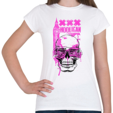 PRINTFASHION Hooligan Pink Skull - Női póló - Fehér női póló