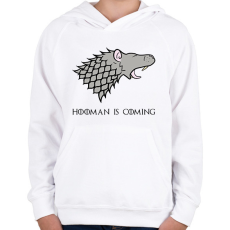 PRINTFASHION Hooman is coming - Gyerek kapucnis pulóver - Fehér