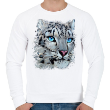 PRINTFASHION Hópárduc - kék szemmel - Férfi pulóver - Fehér férfi pulóver, kardigán
