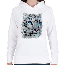 PRINTFASHION Hópárduc - kék szemmel - Női kapucnis pulóver - Fehér női pulóver, kardigán