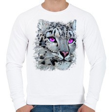 PRINTFASHION Hópárduc - lila szemmel - Férfi pulóver - Fehér