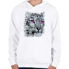 PRINTFASHION Hópárduc - lila szemmel - Gyerek kapucnis pulóver - Fehér gyerek pulóver, kardigán