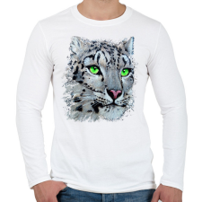 PRINTFASHION Hópárduc - zöld szemmel - Férfi hosszú ujjú póló - Fehér férfi póló