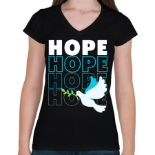 PRINTFASHION Hope felirat - Női V-nyakú póló - Fekete női póló