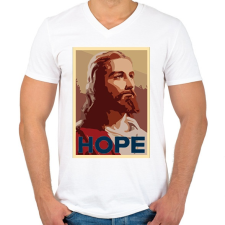 PRINTFASHION Hope - Férfi V-nyakú póló - Fehér férfi póló
