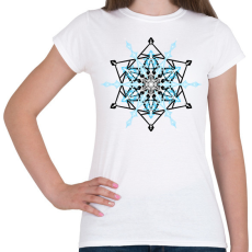 PRINTFASHION Hópehely mandala - kék - Női póló - Fehér